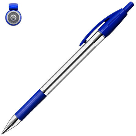 Ручка шариковая автоматическая с грипом ERICH KRAUSE "R-301 Classic", СИНЯЯ, 1,0 мм, линия письма 0,5 мм, 46758