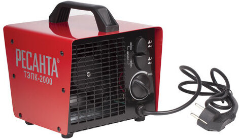 Тепловая пушка электрическая РЕСАНТА ТЭПК-2000, 2000 Вт, 220 В, квадратная, красная