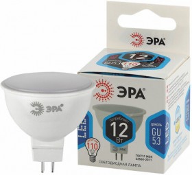 Лампа светодиодная ЭРА STD, 12 (110) Вт, цоколь GU5.3, софит, нейтральный белый свет, 35000 ч., LEDMR1612W840GU5.3, Б0040888
