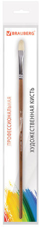Кисть художественная профессиональная BRAUBERG ART CLASSIC, щетина, овальная, № 12, длинная ручка, 200732