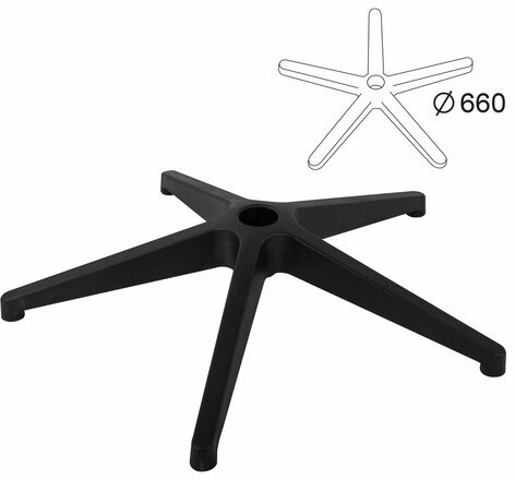 Пятилучие для кресла, нагрузка до 120 кг, диаметр 660 мм, пластиковое, черное, 533053