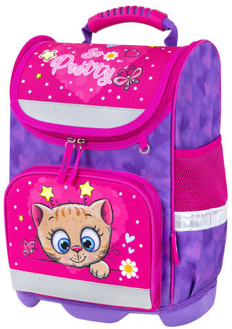 Ранец ЮНЛАНДИЯ WISE, 1 отделение, 3 кармана, устойчивое дно, "Pretty kitty", 37x29х15 см, 271395