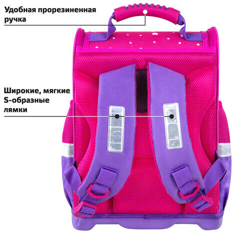 Ранец ЮНЛАНДИЯ WISE, 1 отделение, 3 кармана, устойчивое дно, "Pretty kitty", 37x29х15 см, 271395