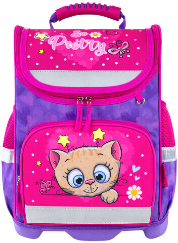 Ранец ЮНЛАНДИЯ WISE, 1 отделение, 3 кармана, устойчивое дно, "Pretty kitty", 37x29х15 см, 271395