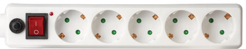 Сетевой фильтр SONNEN U-353, 5 розеток, с заземлением, выключатель, 10 А, 3 м, белый, 511425