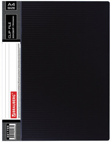 Папка с боковым металлическим прижимом и внутренним карманом BRAUBERG "Contract", черная, до 100 л., 0,7 мм, бизнес-класс, 221786