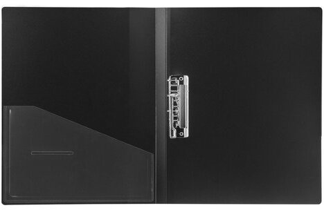 Папка с боковым металлическим прижимом и внутренним карманом BRAUBERG "Contract", черная, до 100 л., 0,7 мм, бизнес-класс, 221786