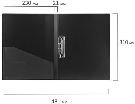 Папка с боковым металлическим прижимом и внутренним карманом BRAUBERG "Contract", черная, до 100 л., 0,7 мм, бизнес-класс, 221786