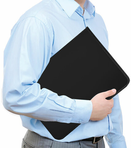 Папка для документов и тетрадей на молнии пластиковая BRAUBERG А4, 320х230 мм, черная, 271714