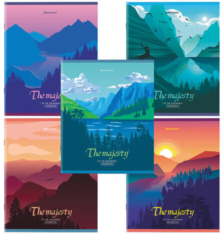 Тетрадь А5 48 л. BRAUBERG скоба, клетка, обложка картон, "Majesty" (микс в спайке), 404368