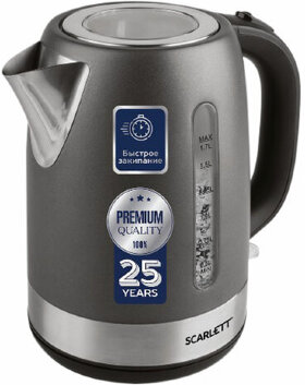 Чайник SCARLETT SC-EK21S71, 1,7 л, 2200 Вт, закрытый нагревательный элемент, сталь