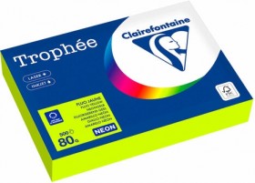 Бумага цветная CLAIREFONTAINE, А4, 80 г/м2, 500 л., неон, желтый, Франция, 2977PC