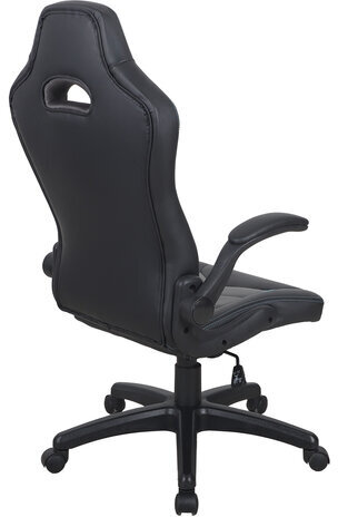 Кресло компьютерное BRABIX "Skill GM-005", откидные подлокотники, экокожа, черное/голубое, 532497