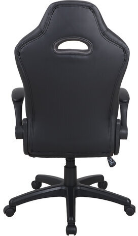 Кресло компьютерное BRABIX "Skill GM-005", откидные подлокотники, экокожа, черное/голубое, 532497