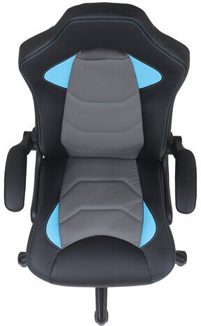 Кресло компьютерное BRABIX "Skill GM-005", откидные подлокотники, экокожа, черное/голубое, 532497