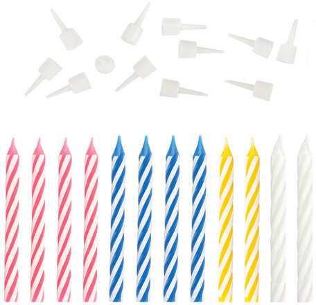 Набор свечей для торта 12 шт., 6 см, с держателями, ЗОЛОТАЯ СКАЗКА, в блистере, 591446