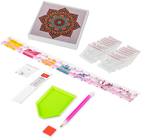 Картина стразами (алмазная мозаика) 20х20 см, ОСТРОВ СОКРОВИЩ "Орнамент", в деревянной рамке, 662441