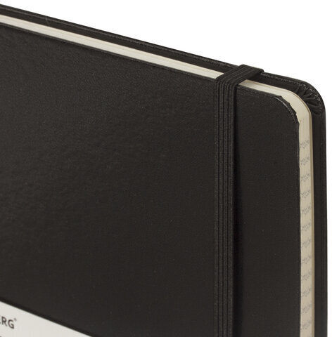 Блокнот А5 (148x218 мм), BRAUBERG "Metropolis", балакрон, 80 л., резинка, клетка, черный, 111585