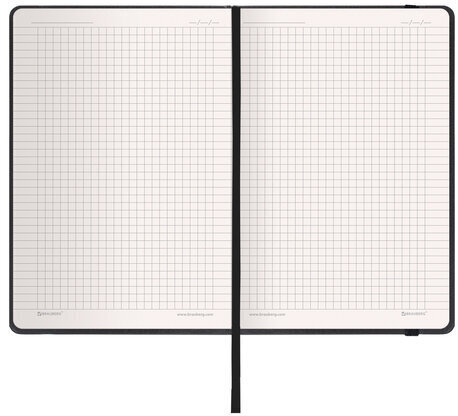 Блокнот А5 (148x218 мм), BRAUBERG "Metropolis", балакрон, 80 л., резинка, клетка, черный, 111585