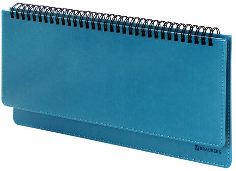 Планинг настольный недатированный (305x140 мм) BRAUBERG "Rainbow", кожзам, 60 л., бирюзовый, 111700