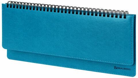 Планинг настольный недатированный (305x140 мм) BRAUBERG "Rainbow", кожзам, 60 л., бирюзовый, 111700