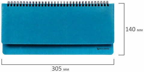 Планинг настольный недатированный (305x140 мм) BRAUBERG "Rainbow", кожзам, 60 л., бирюзовый, 111700