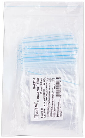 Пакеты с замком "зиплок" (гриппер), КОМПЛЕКТ 100 шт., 60х80 мм, ПВД, 32 мкм