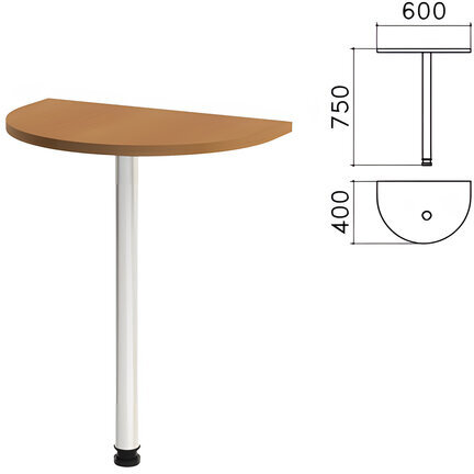 Стол приставной полукруг "Монолит", 600х400х750 мм, цвет орех гварнери (КОМПЛЕКТ)