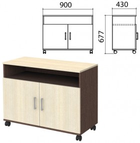Тумба для оргтехники &quot;Канц&quot;, 900х430х677 мм, 2 двери, цвет венге/дуб молочный (КОМПЛЕКТ)