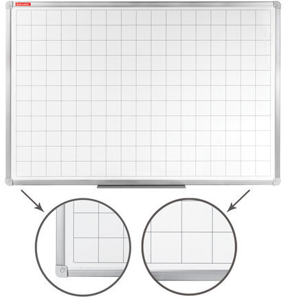 Доска магнитно-маркерная В КЛЕТКУ 60х90 см, алюминиевая рамка, ГАРАНТИЯ 10 ЛЕТ, РОССИЯ, BRAUBERG, 236862