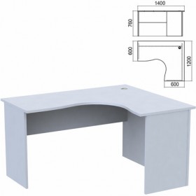 Стол компактный &quot;Арго&quot;, 1400х1200х760 мм, правый, серый (КОМПЛЕКТ)