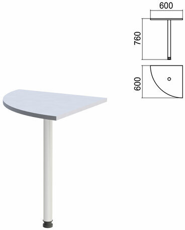 Стол приставной угловой "Арго", 600х600х760 мм, серый/опора хром (КОМПЛЕКТ)