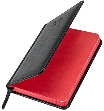 Ежедневник датированный 2023 МАЛЫЙ ФОРМАТ 100х150 мм А6, BRAUBERG "Rainbow", под кожу, черный, 113925