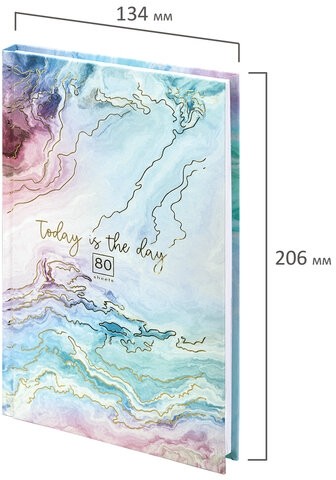 Блокнот А5 (134х206 мм), 80 л., твёрдый, клетка, фольга, STAFF, "Мрамор", 114428