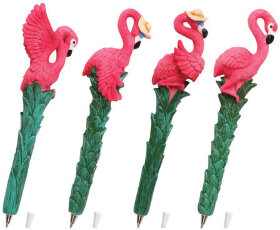 Ручка фигурная &quot;ФЛАМИНГО&quot;, СИНЯЯ, 4 дизайна ассорти, линия письма 0,5 мм, дисплей, BRAUBERG, 142760