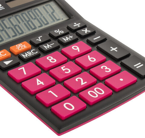 Калькулятор настольный BRAUBERG ULTRA COLOR-12-BKWR (192x143 мм), 12 разрядов, двойное питание, ЧЕРНО-МАЛИНОВЫЙ, 250500