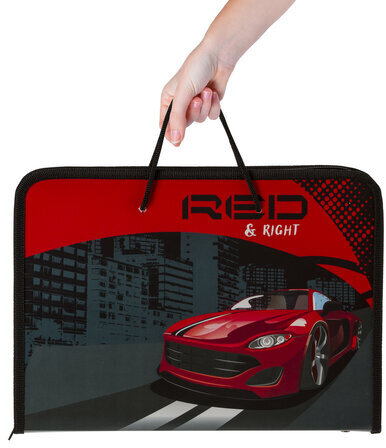 Папка для труда с ручками ПИФАГОР А4, пластик, молния вокруг, органайзер, "Speed", 270158