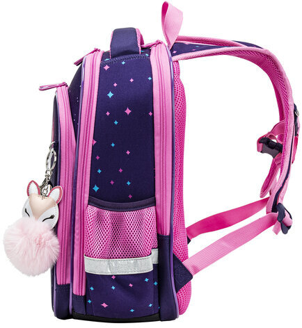 Ранец BRAUBERG QUADRO, 3 отделения, с брелком, "Little fox", СВЕТЯЩИЙСЯ, 37х28х18 см, 270601