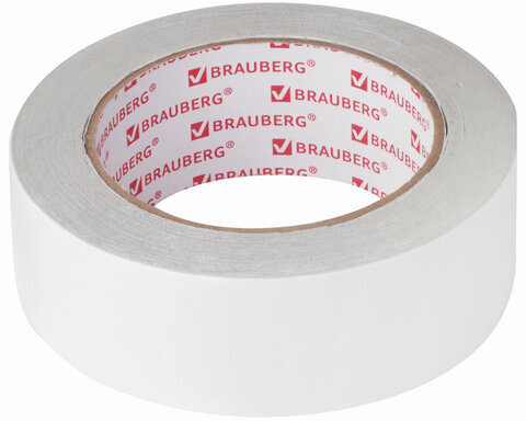 Клейкая двухсторонняя лента 38 мм х 25 м, ПОЛИПРОПИЛЕНОВАЯ ОСНОВА, 90 микрон, BRAUBERG, 606426