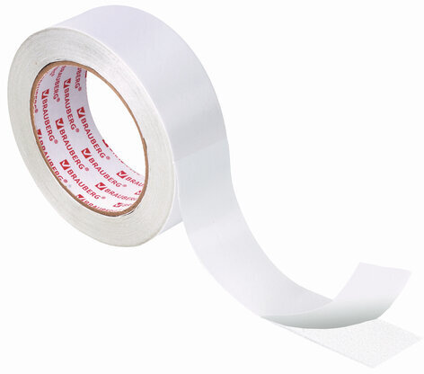 Клейкая двухсторонняя лента 38 мм х 25 м, ПОЛИПРОПИЛЕНОВАЯ ОСНОВА, 90 микрон, BRAUBERG, 606426