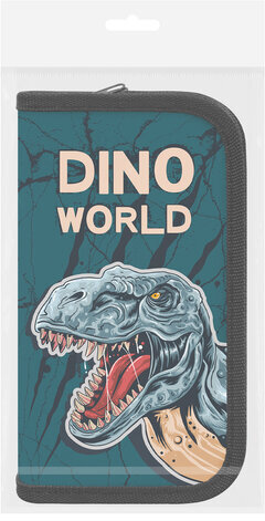 Пенал ПИФАГОР, 2 отделения, ламинированный картон, 19х11 см, "Dino world", 272249