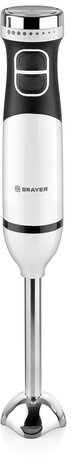 Блендер погружной BRAYER BR1243, 800 Вт, 2 скорости, 2 насадки, стакан, белый
