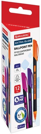Ручка шариковая масляная BRAUBERG "Extra Glide Soft Color", СИНЯЯ, узел 0,7 мм, линия письма 0,35 мм, 142928