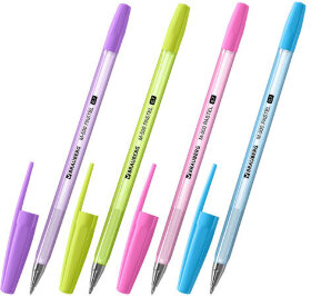Ручка шариковая BRAUBERG &quot;M-500 PASTEL&quot;, СИНЯЯ, корпус ассорти, узел 0,7 мм, линия письма 0,35 мм, 143450