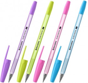 Ручка шариковая BRAUBERG "M-500 PASTEL", СИНЯЯ, корпус ассорти, узел 0,7 мм, линия письма 0,35 мм, 143450