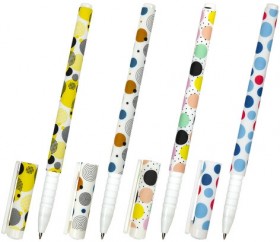Ручка шариковая BRAUBERG SOFT TOUCH GRIP "DOTS", СИНЯЯ, мягкое покрытие, ассорти, узел 0,7 мм, 143722