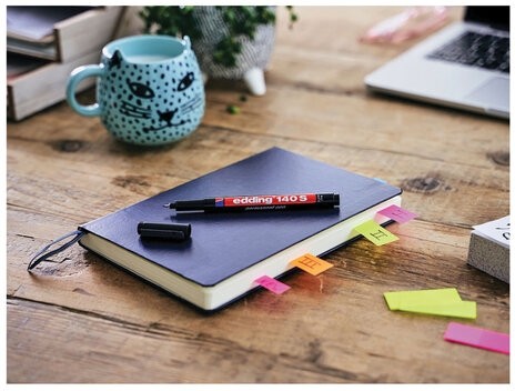 Маркер перманентный для любой гладкой поверхности EDDING 140, ЧЕРНЫЙ, 0,3 мм, металлический наконечник, E-140/1