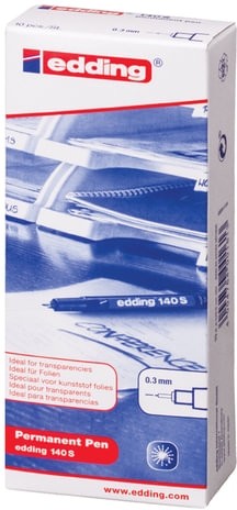 Маркер перманентный для любой гладкой поверхности EDDING 140, ЧЕРНЫЙ, 0,3 мм, металлический наконечник, E-140/1