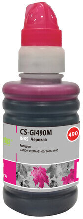 Чернила CACTUS (CS-GI490M) для СНПЧ CANON Pixma G1400/G2400/G3400, пурпурные, 0,1 л