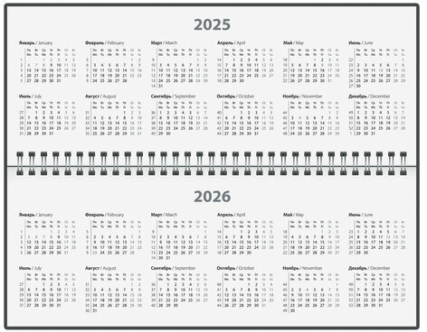 Планинг датированный 2025 285х112 мм, STAFF, гребень, картонная обложка, 64 л., "Россия", 116049